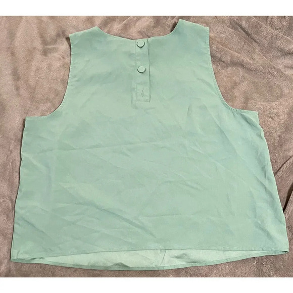 NWT J.Crew Sage Green Tank Top Size XL Button Back Formal Cropped Sleeveless - Picture 2 of 8